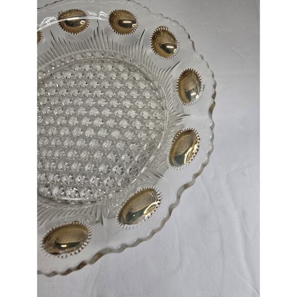 Antique EAPG Manhattan Clear Glass Bowl Gold Accents U.S. Glass Co. 1902–1910 - Picture 3 of 7